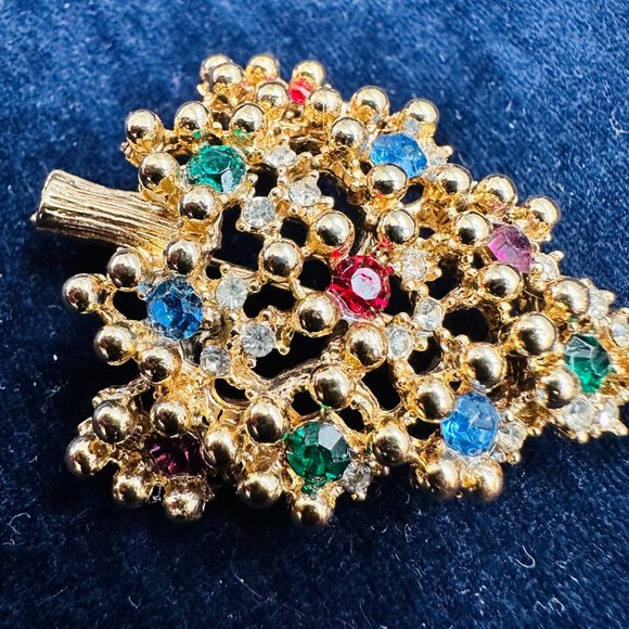 Signed Eisenberg Books Vintage pin Brooch with polychrome rhinestones - Picture 2 of 9